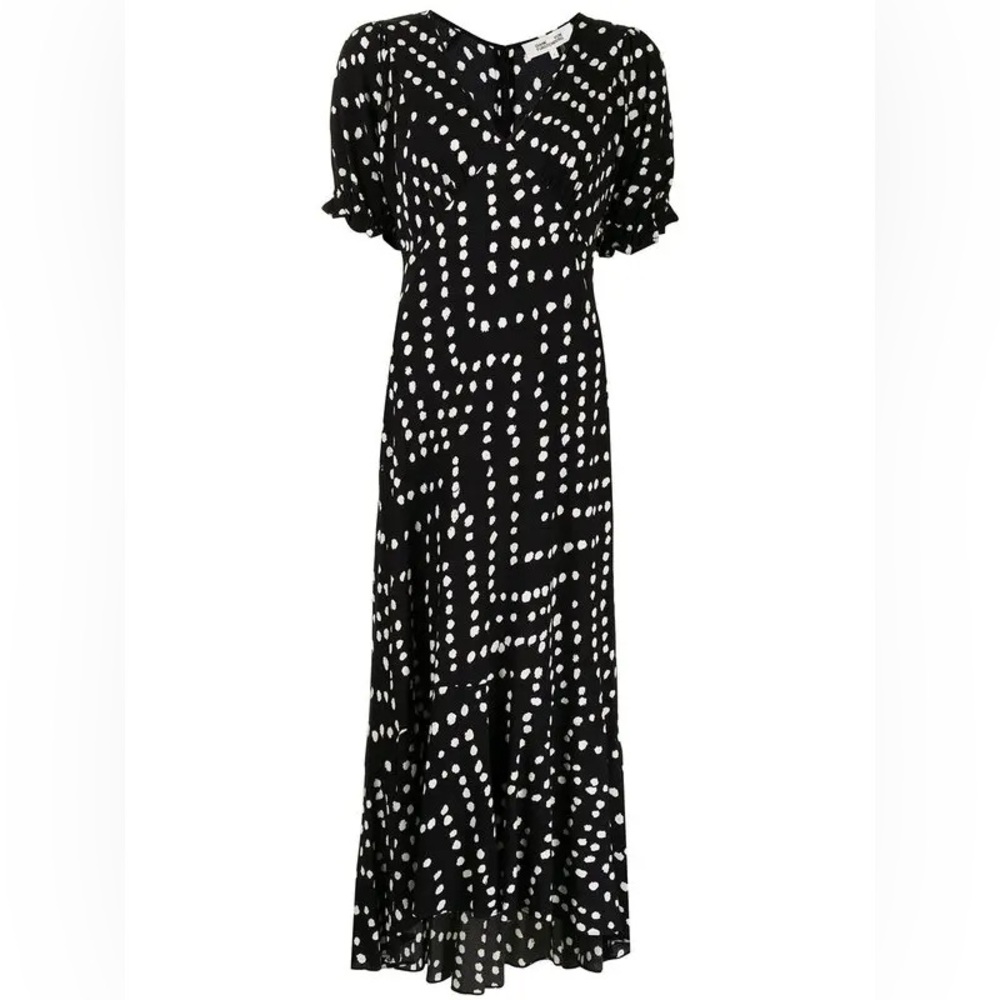 DVF Orla Dress in Herringbone Black